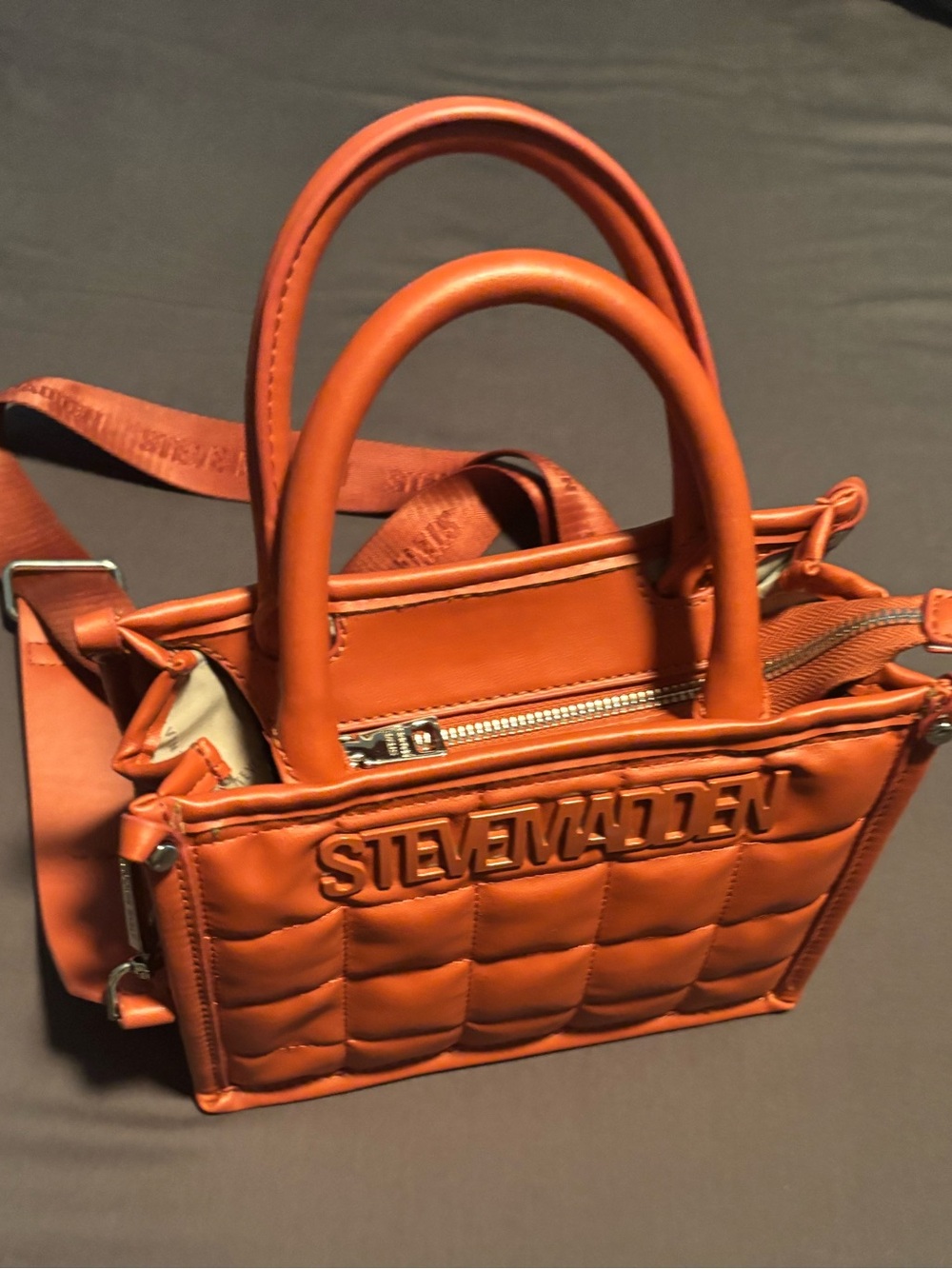 Rust-orange Quilted purse - Brown Plaid purse Included - Picture 6 of 9
